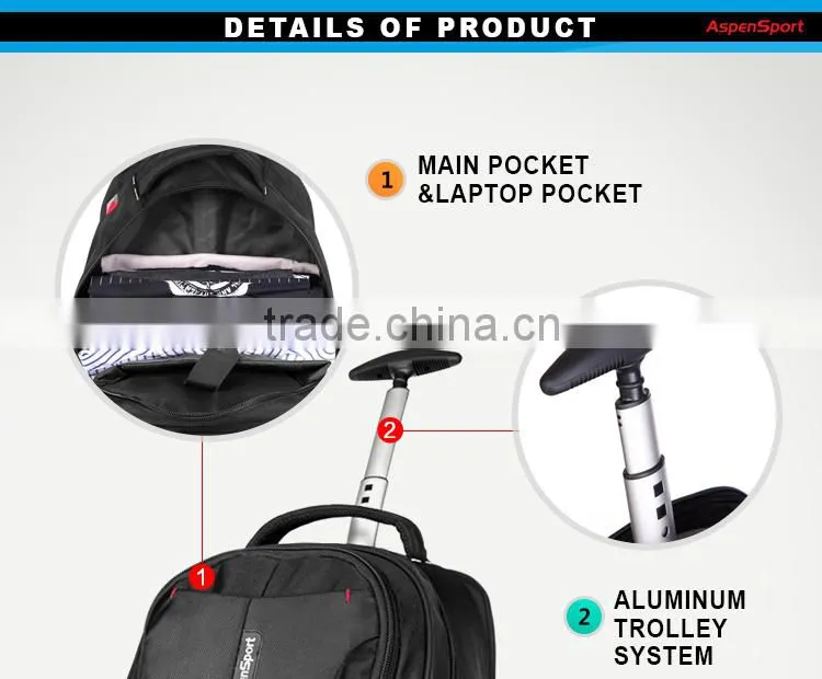 2016 new products trolley bag trolley backpack with wheels