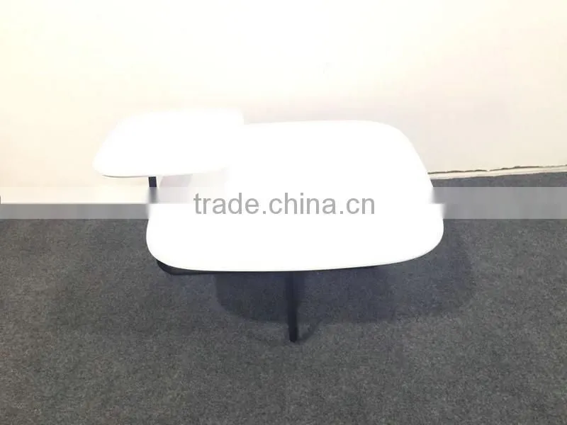 New arrival two layer square matt white painting side coffee table