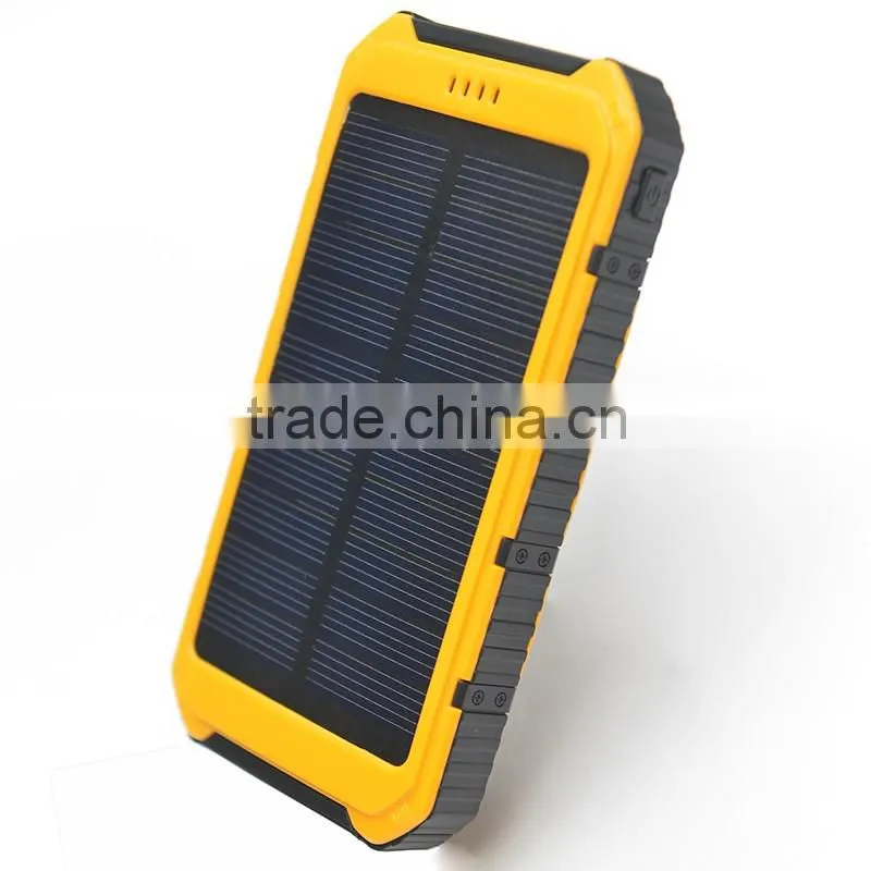 Water proof mini solar power bank 5000mah with Hanging hole and super led light
