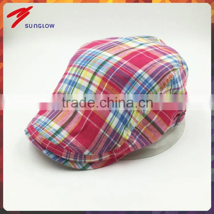 custom made fashion check cotton ivy cap wholesale