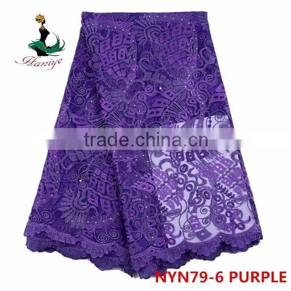 Haniye 2016 Nigerian wholesale embroidered french tulle lace fabric/NYN79