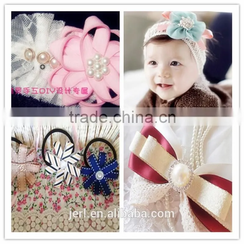 Flower Shape Decorative Vintage 888Crystal Rhinestone Button with Plastic Pearl for Wedding Bouquet