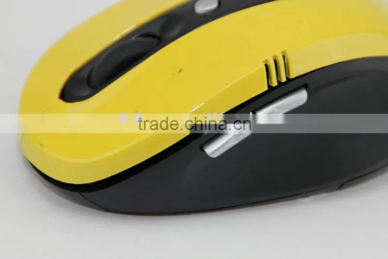 2013 high quality fashion yellow 2.4G usb wireless mouse