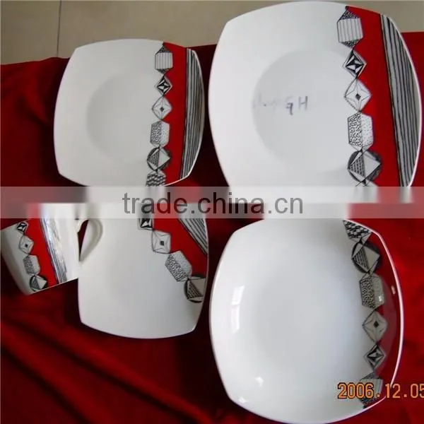 shandong porcelain ware factory supply white square dinner set