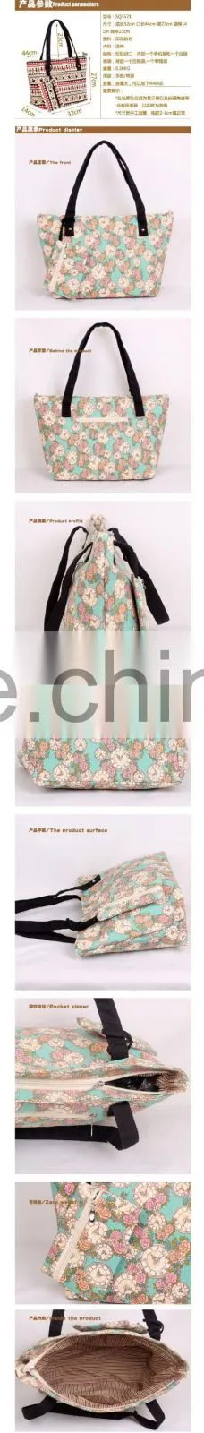 2016 printing canvas tote bag with cosmetic bag(CAS16-002)(CAS16-002)
