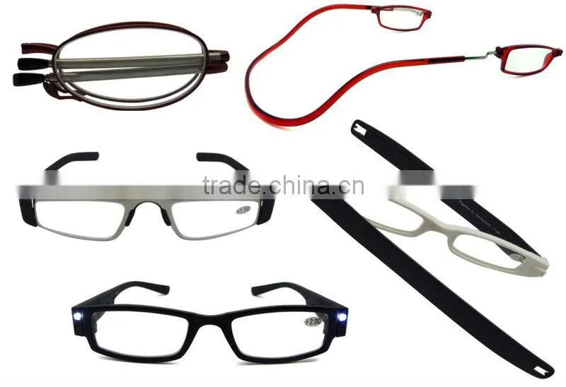 Cat eye plastic reading glasses with long temple/arms