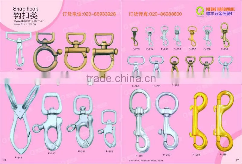 Bag accessories for metal gold snap hook swivel bolt hook