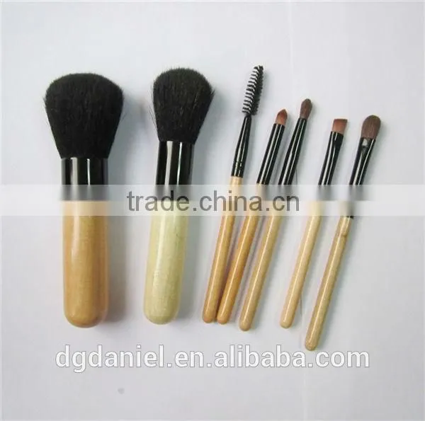 Cheapest 7 pcs natural cosmetic brush set / makeup brush set wooden brushes