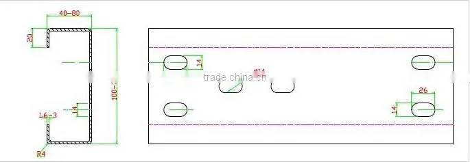 High performance color steel C shape steel structure purlin roll forming machine
