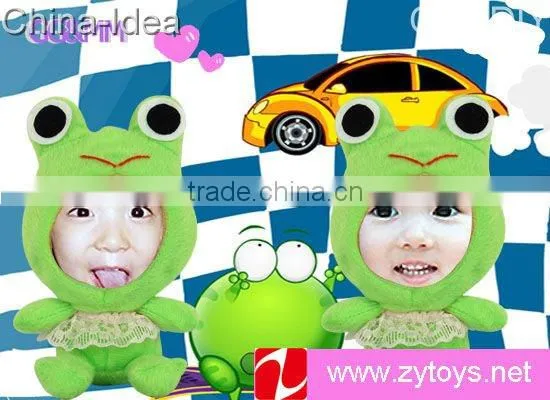 3d face plush rabbit toy with photo