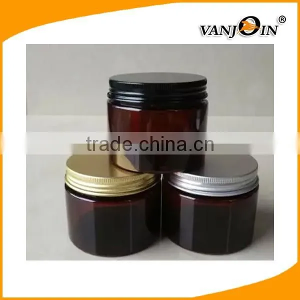 Empty 100g amber plastic jar/ 100g amber PET jar/100g amber cream jar with sticker