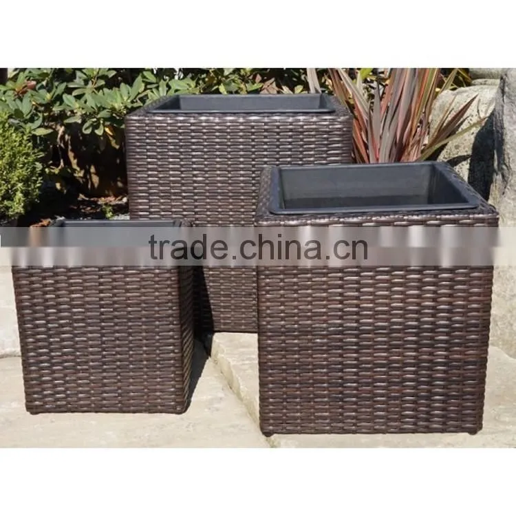 Set of 3 square shape big outdoor decorative flower pots garden