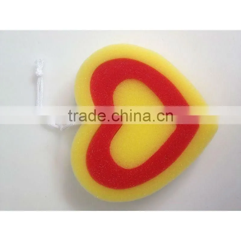 soft heart shaped foam bath sponge