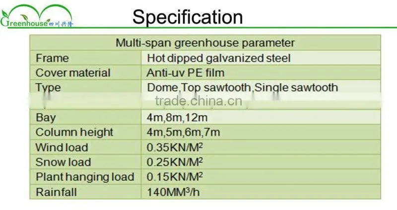 2016 Hot Sale Multi-span Plastic Commercial Hydroponic Greenhouses
