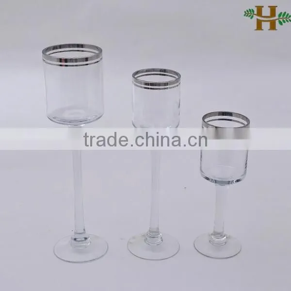 Handmade Quality Long Stemmed Wedding Decorative Glass Candle Holder