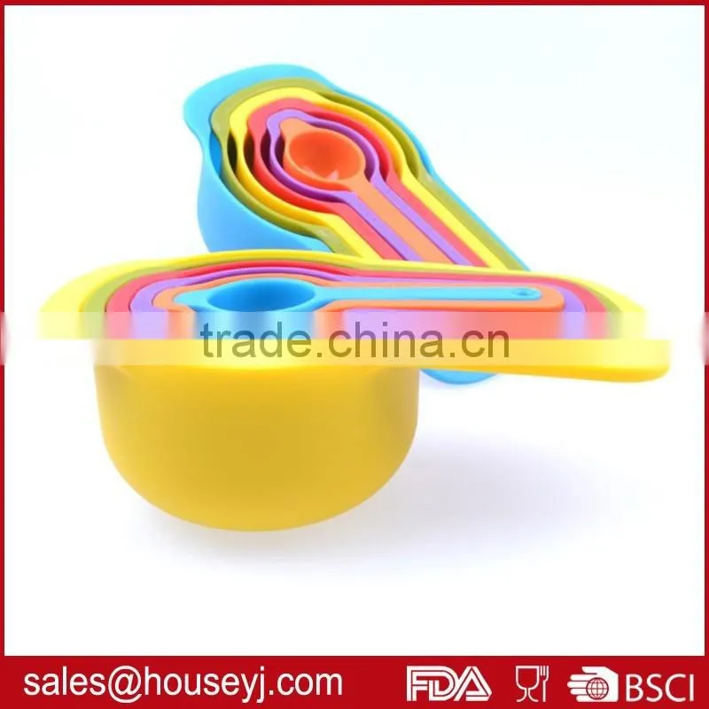 Set of 6pcs food grade plastic measuring cup colorful kitchen tools