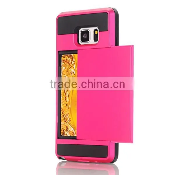 Slip cover card slot phone case TPU + PC phone hull protective back cover for Samsung Note 7