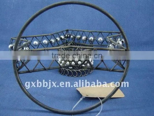 White pearl black wire star shape decorative candlestick craft