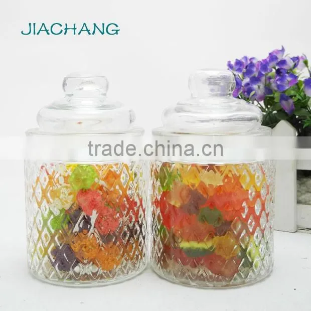 small colored nice glass lid glass cookie candy jar for wedding gift