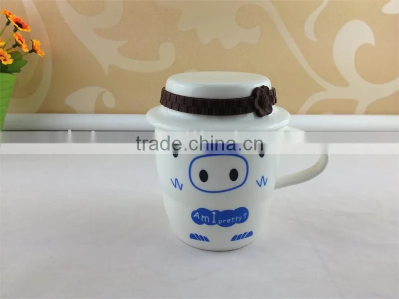 2pcs ceramic couple mug cup with lovely decal printed