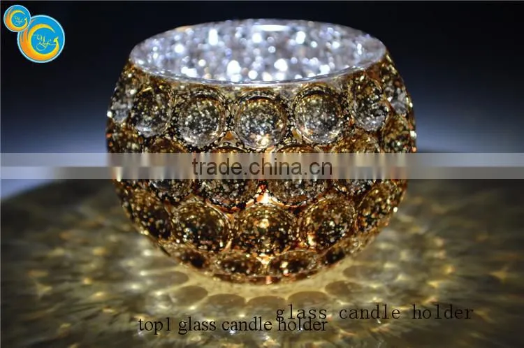 Elliptical votive Broken silver plating glass candle holder