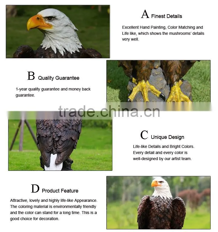 wholesale home decor high quality fiberglass eagle animal resin sculptures