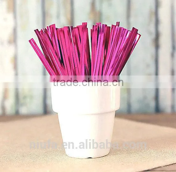 Bakery pink metallic bread bag twist ties, Favor bag ties, Lollipop Twist Ties