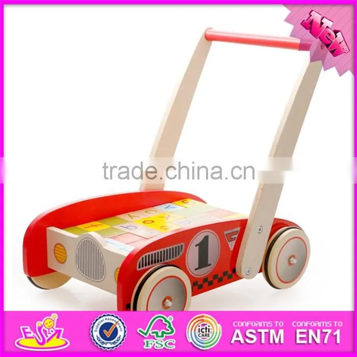 Funny toys toddlers wooden push toy shopping cart W16E068-S