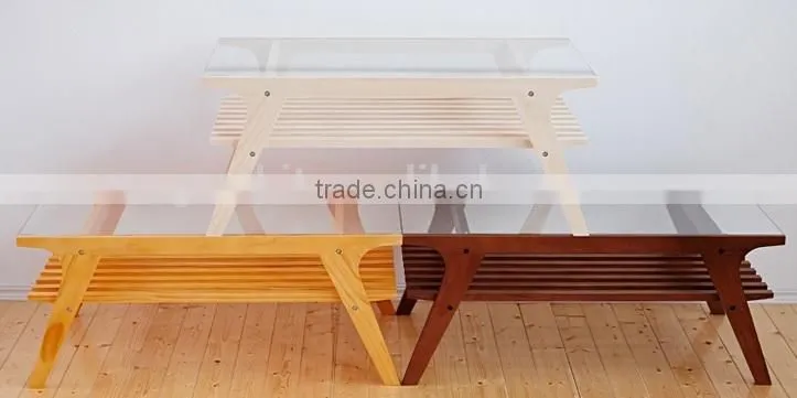 Home furniture tempered glass top living room high quality wood table