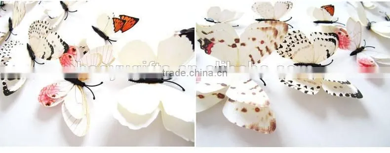 New Design Double-deck 3D Butterfly Wall Sticker PVC Double Layer Butterflies Decor Wall Sticker