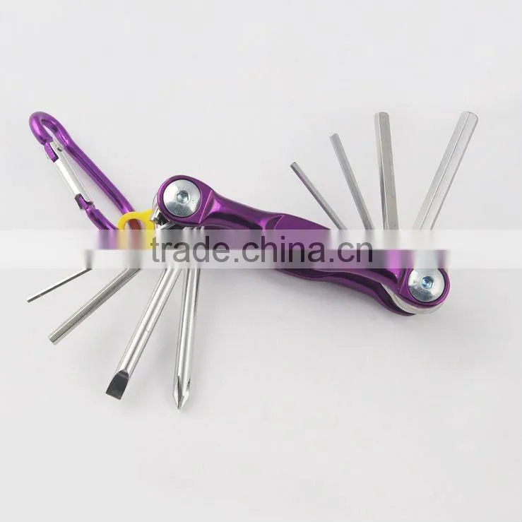 2014 new Stock pocket mini multi aluminium oxide promotion bike keychain tools 606-8
