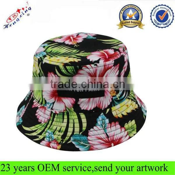 2014 Summer Custom Flower Print Wholesale Bucket Hat