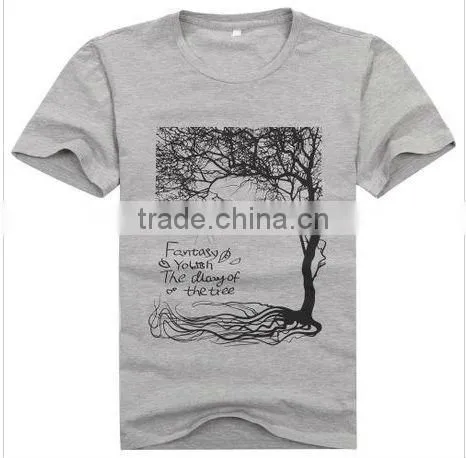 Fashion single color print tree cotton city t shirts