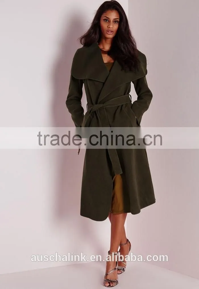 best selling custom lady khaki waterfall coat wholesale