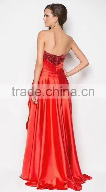 crystal beaded evening short front long back dress casual