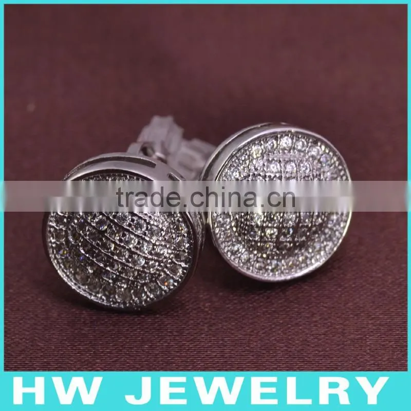 2014 925 sterling silver men stud earring rhodium plating