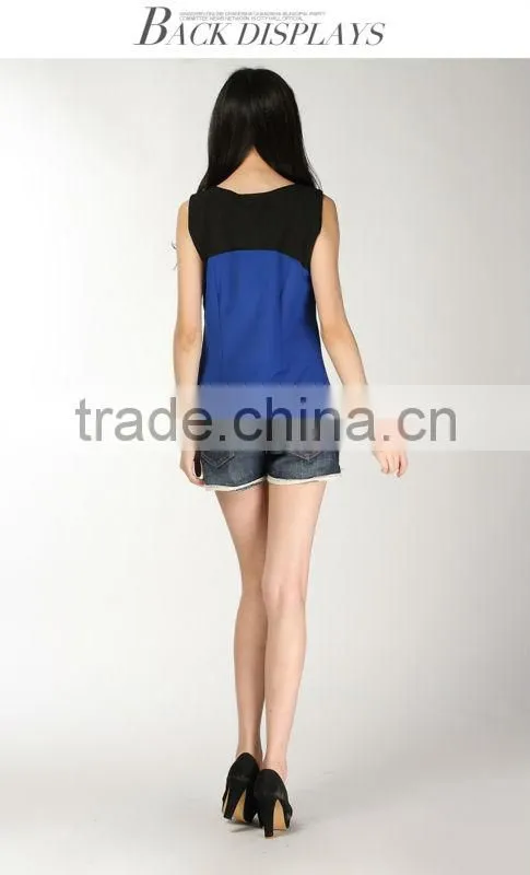 2015 High Quality Latest Fashion Design Ladies Casual Blouse for chiffon fabric