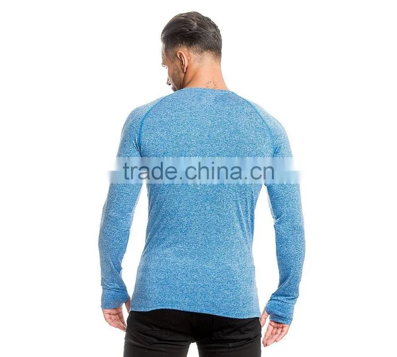 Longline blue tri blend t shirt slub t shirt custom logo gym fitness t shirt