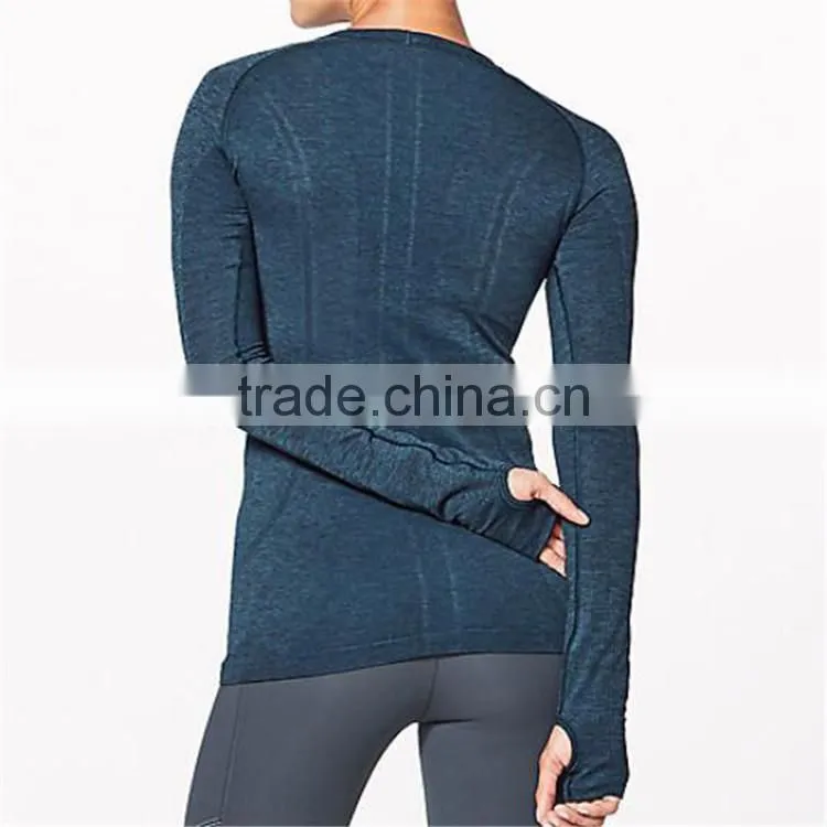 New design ladies round neckline t shirt with long sleeve