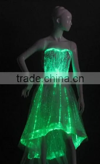 Popular ball gown fiber optic led light mini evening dress 2014
