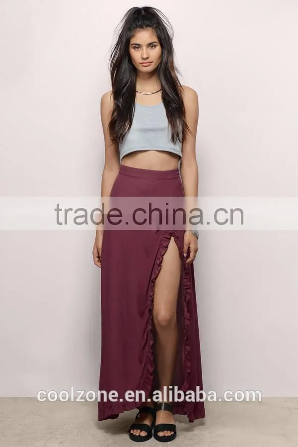 Latest elegant design classic ruffles skirt/long maxi women dress wholesale