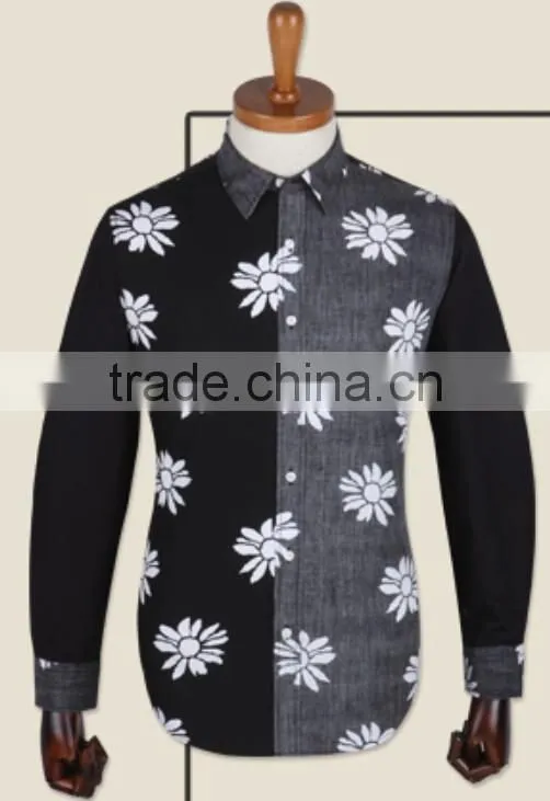 Latest 100% cotton fashion design floral casual men shirts