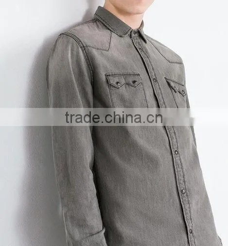 Denim shirt, men's short sleeve shirts