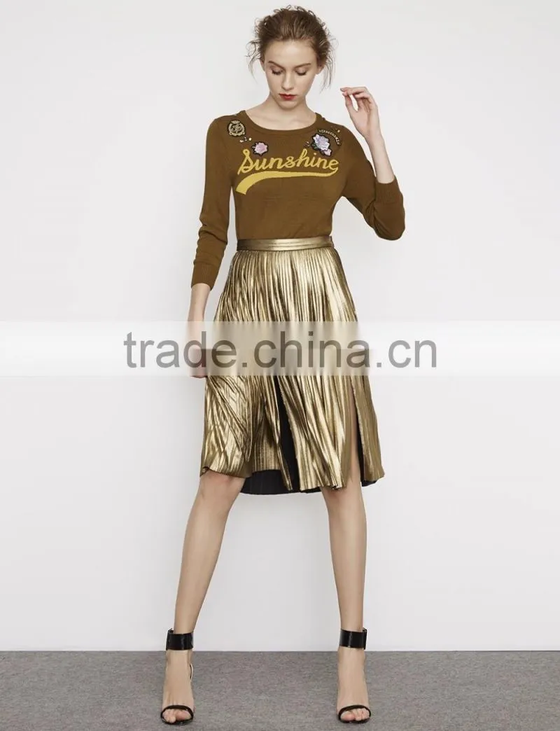 Hot Sale Girl's Embroidery Pattern Knitted Sweater Designs Pullover