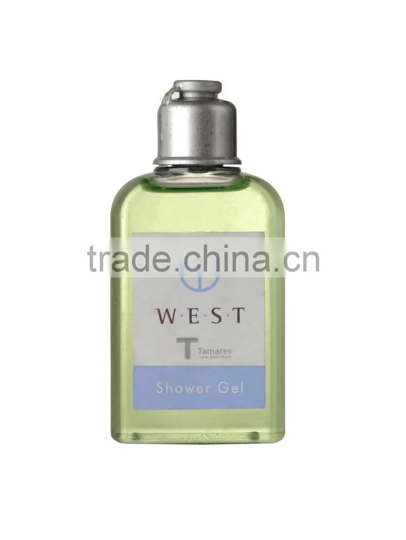New design 40ml sliver plated cap hotel plastic shampoo bottle