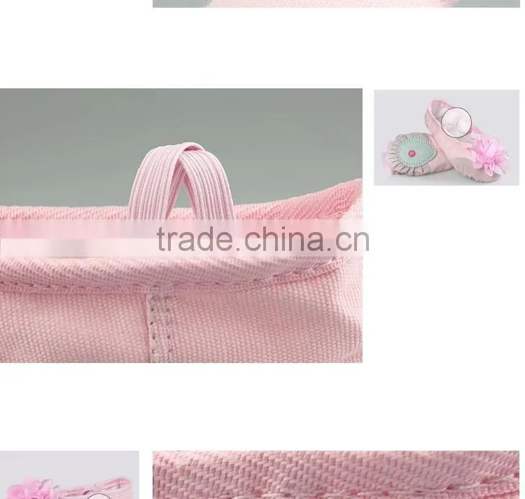 Big Flower Design Children Girls Soft Sole Ballet Shoes Canvas Ballet Dance Shoes For Kids