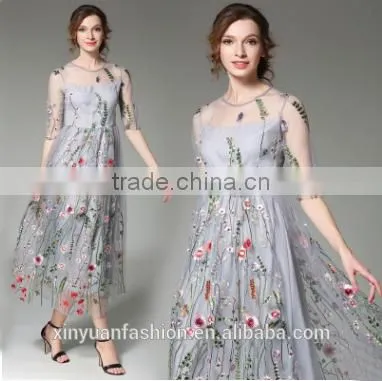 wholesale high quality hand embroidery designs for girls dress hollow section Sexy maxi dress