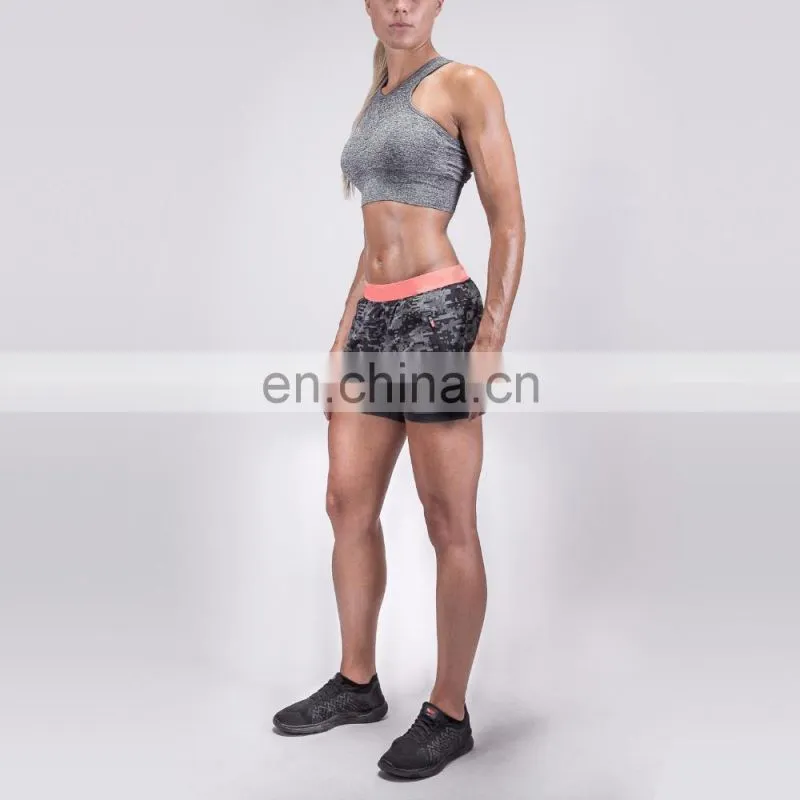 Custom yoga wear wholesale dry fit sport bra fitness women seamless performance gym bra street grey