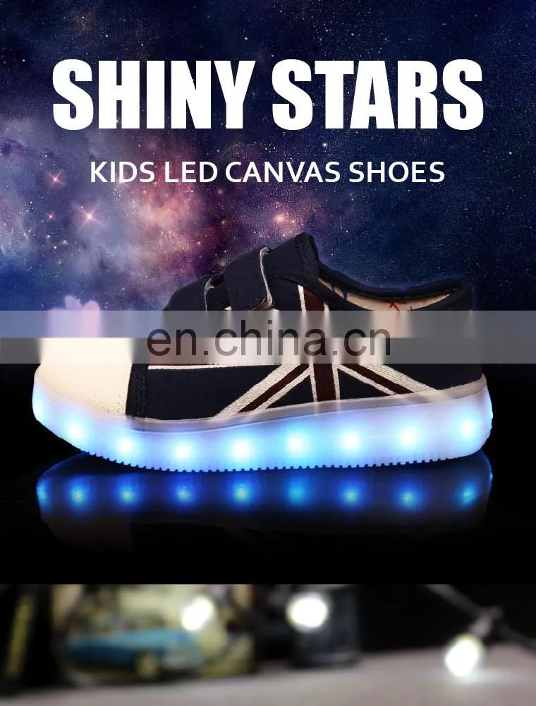 Latest design USB charge Children kids boys and girls light up canvas shoes LED shoes