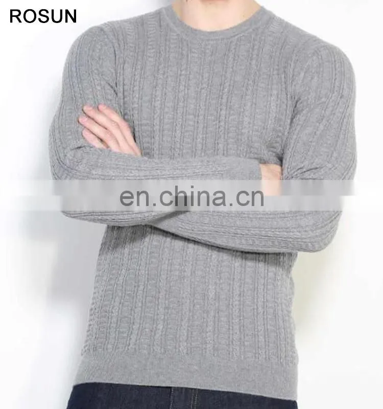 Best design long sleeve t shirt as cotton blended fabric knit sweater pullover top of unbranded wholesale mens clothing